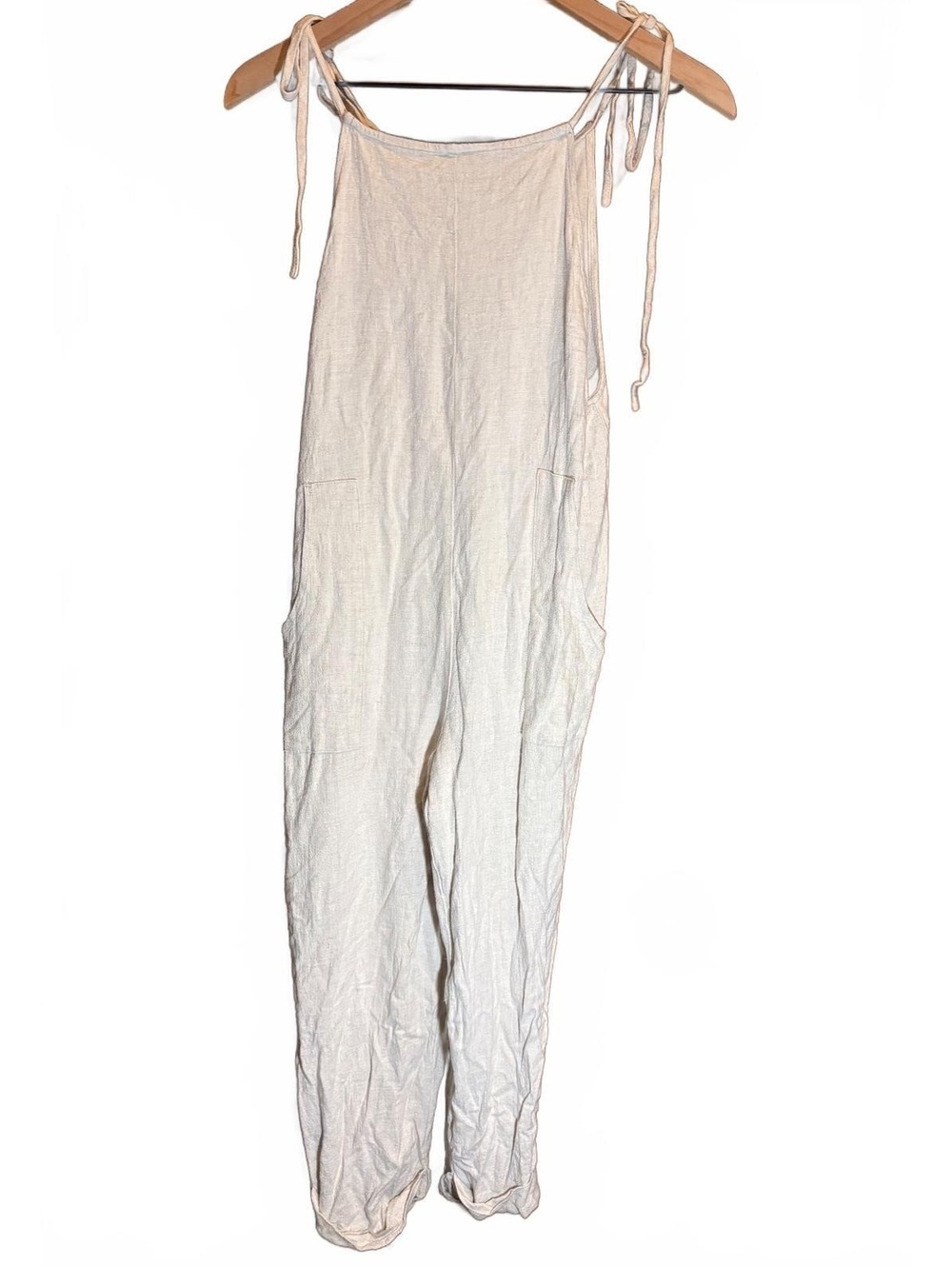 Blue Rain linen-blend sleeveless jumpsuit - oatmeal- Woman’s Small